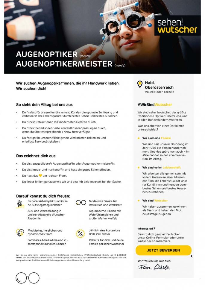 Sehen!Wutscher in Haid sucht einen Augenoptiker