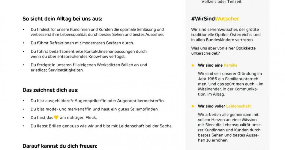 sehen!wutscher in Rohrbach sucht Augenoptiker:innen 