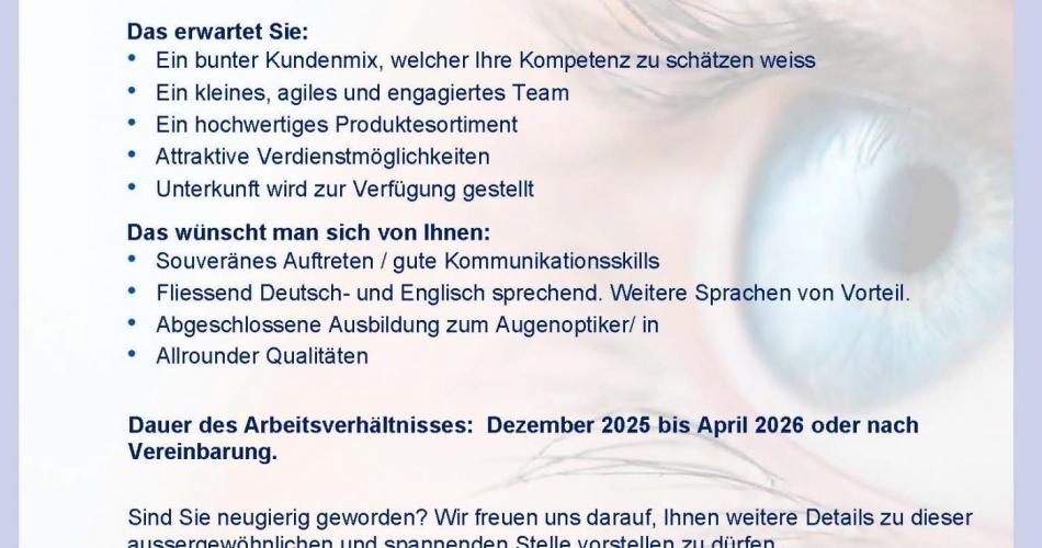 Zischlervisionplus - Fachkraft für die Wintersaison in Zermatt