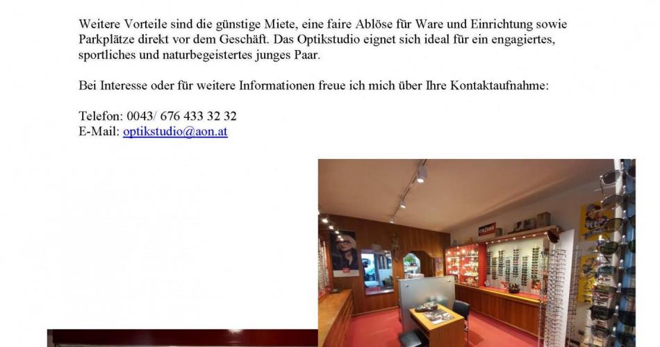 Optikergeschäft in Lienz sucht Nachfolger