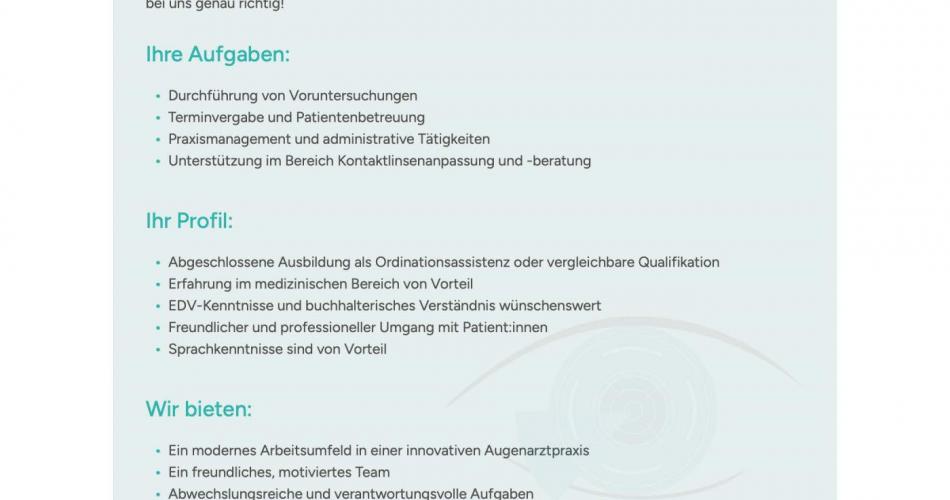 Augenmayer sucht Optiker:in / Optometrist:in