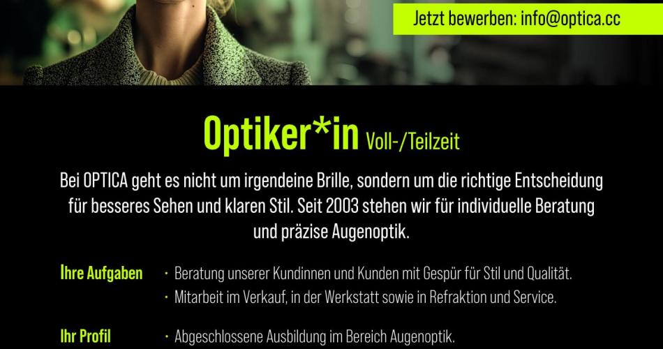Optica sucht einen Augenoptiker:in